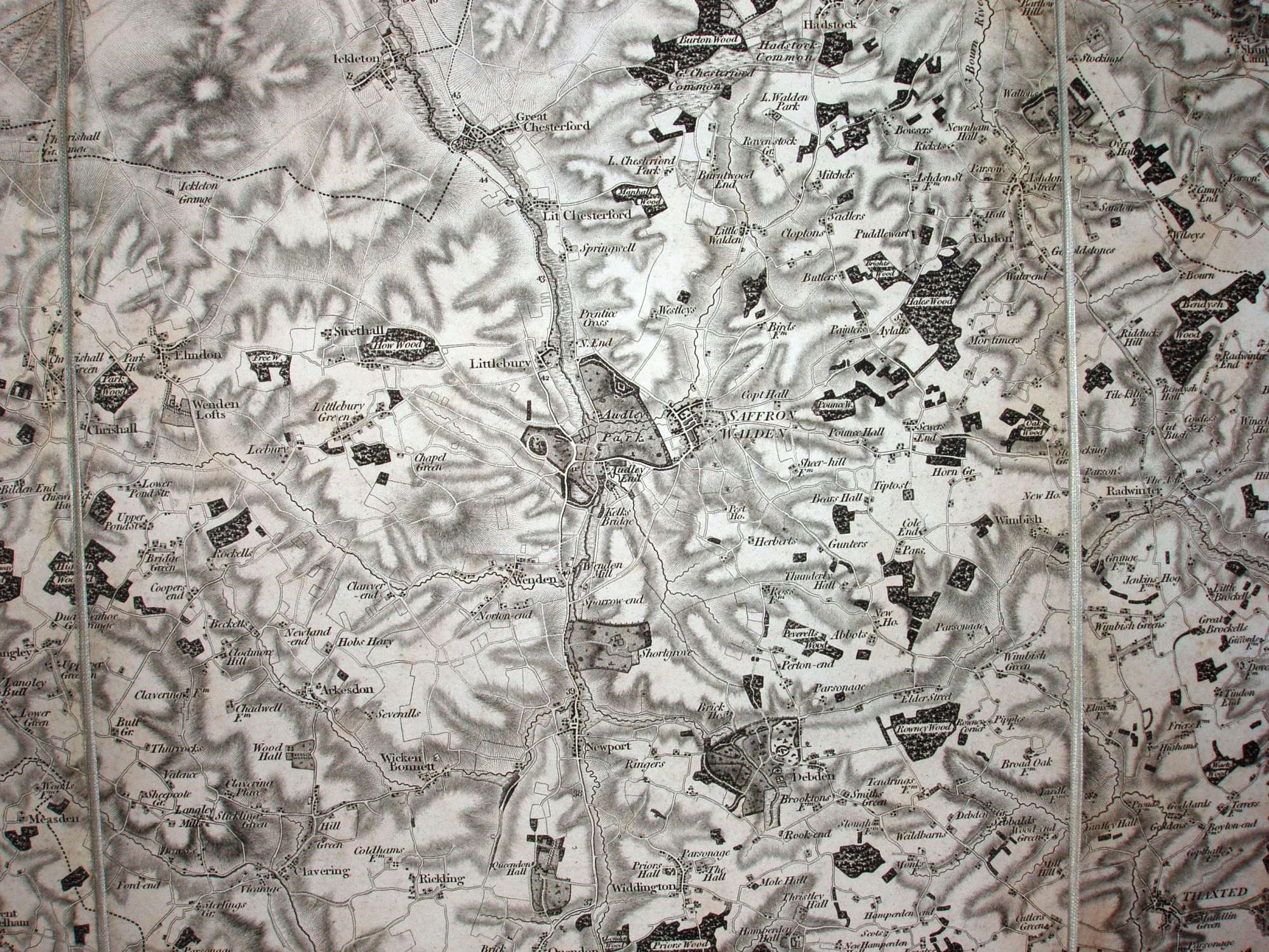 OS Old Series 1805 closeup of Saffron Walden